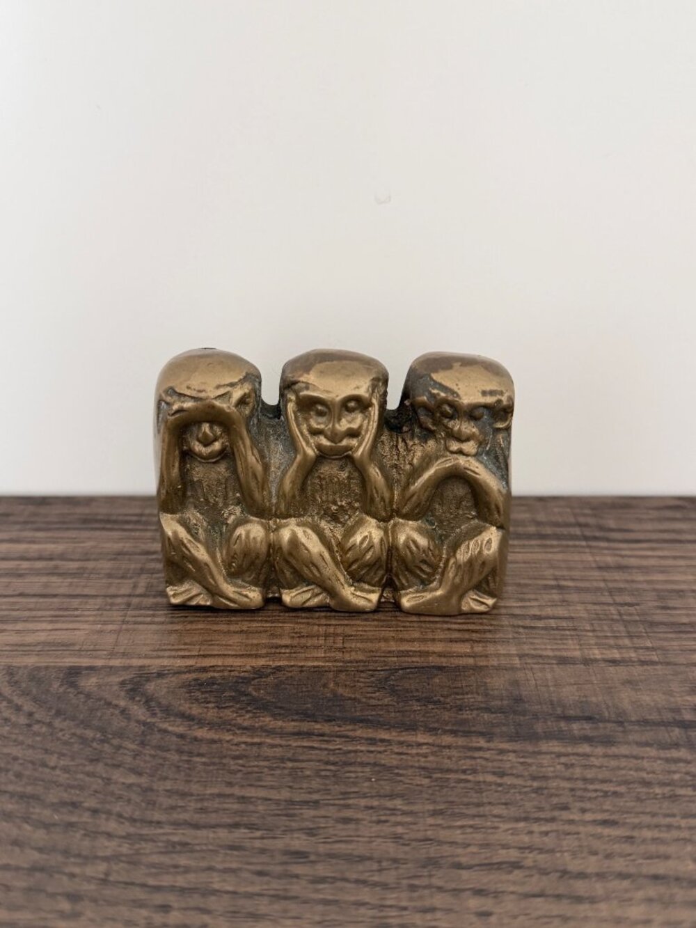 Vtg Brass MCM Three Wise Monkeys Figurine See No Evil Hear No Evil Speak No Evil